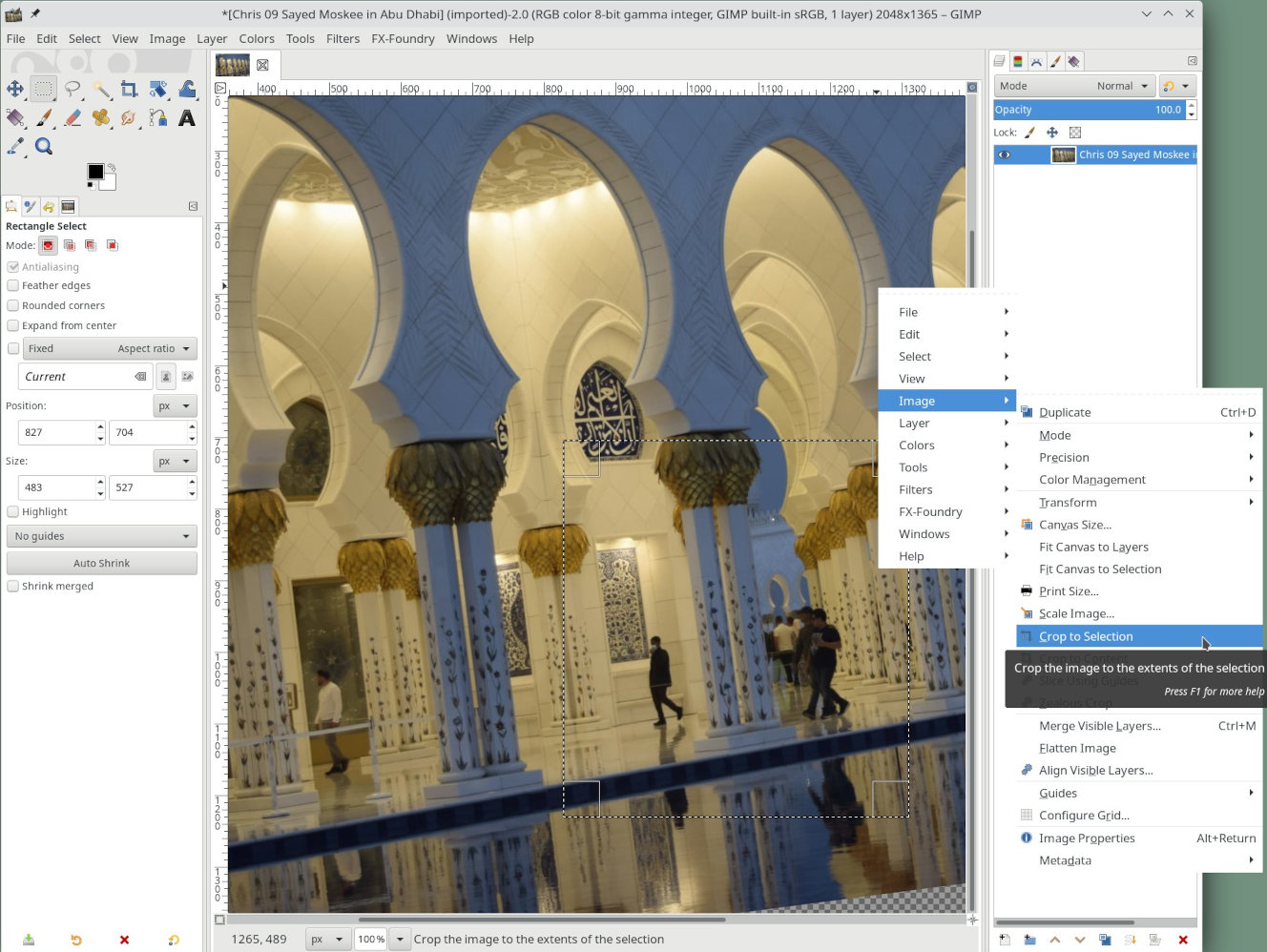 crop image to selection